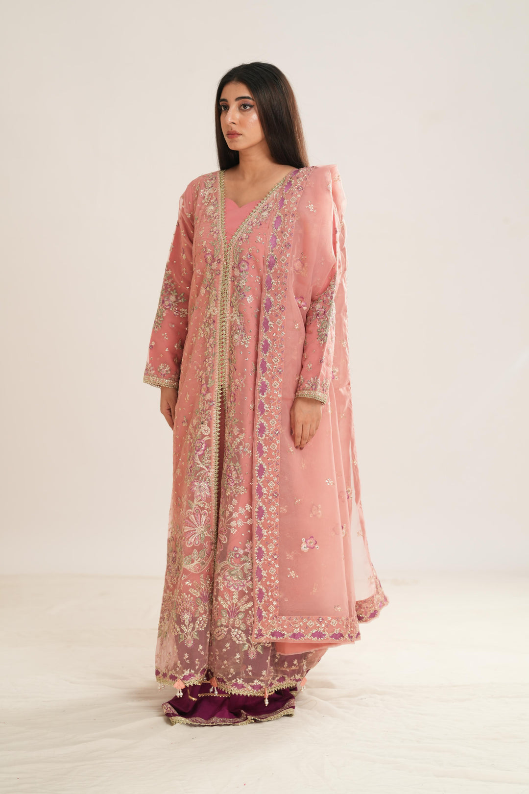 Seraira - Afrozeh La Fuchsia Stitched