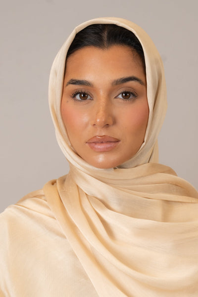 Beige Viscose Silk Hijab