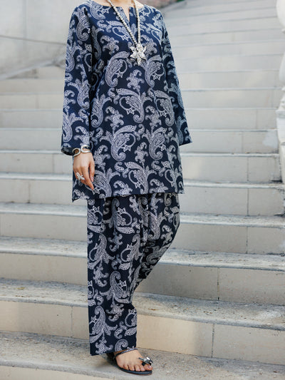 Lawn Black Stitched Suit - J. Junaid Jamshed