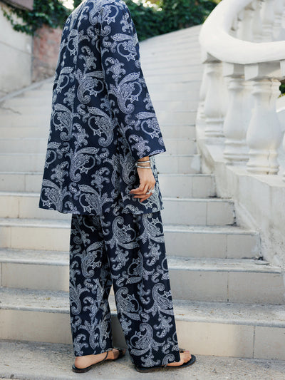 Lawn Black Stitched Suit - J. Junaid Jamshed