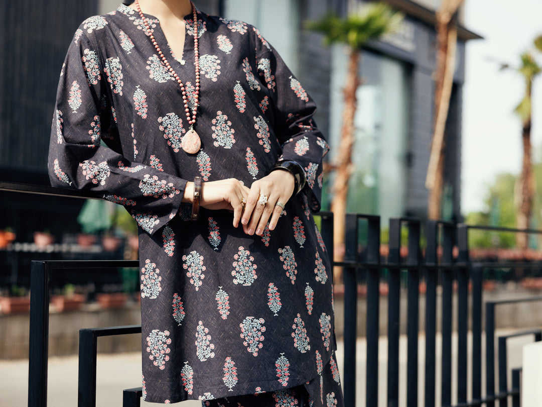 Lawn Black Stitched Suit - Almirah