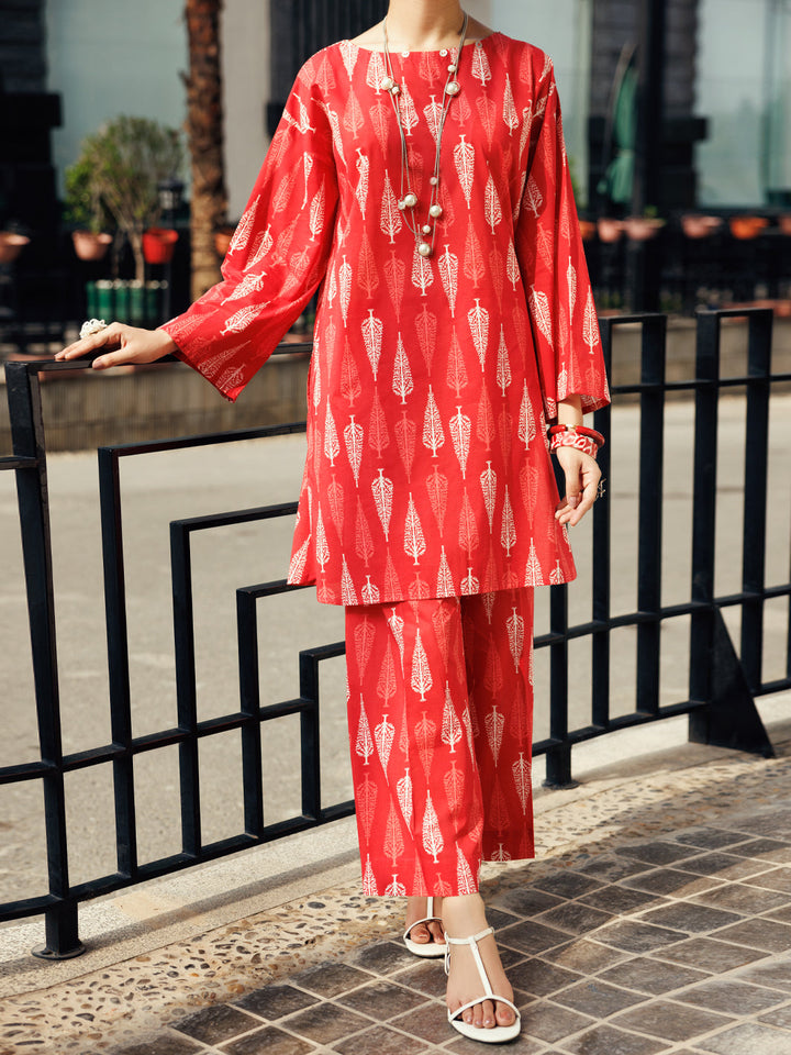 Lawn Red Stitched Suit - Almirah