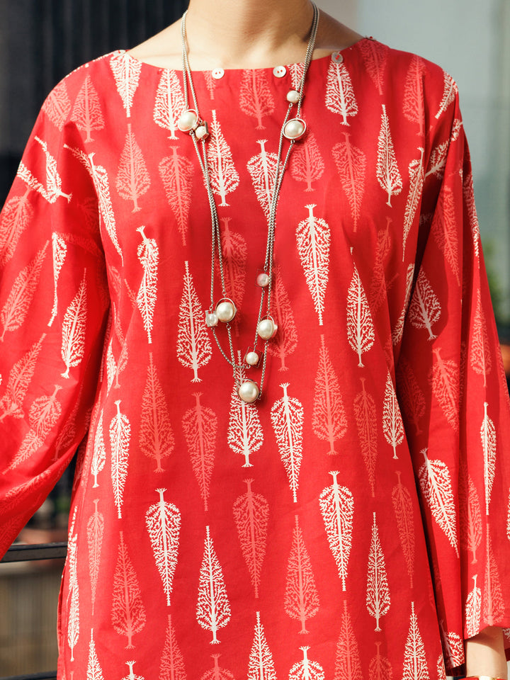 Lawn Red Stitched Suit - Almirah