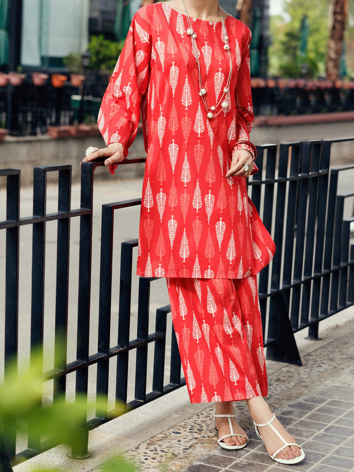 Lawn Red Stitched Suit - Almirah