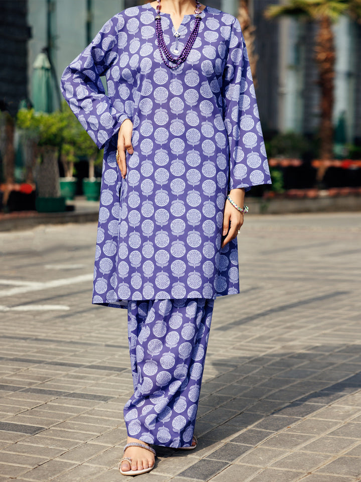 Lawn Blue Stitched Suit - Almirah