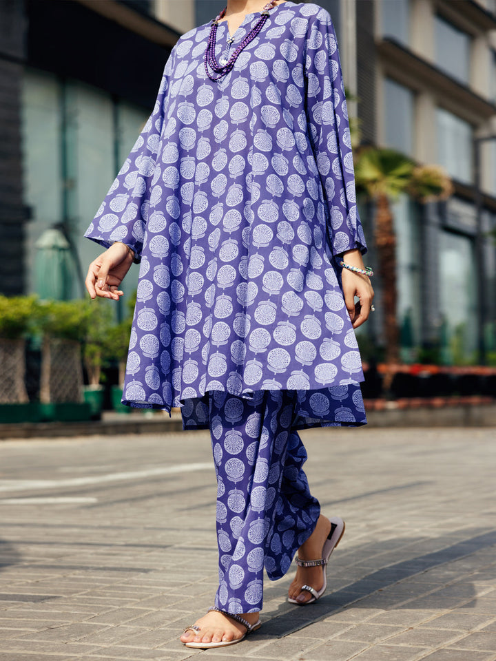 Lawn Blue Stitched Suit - Almirah