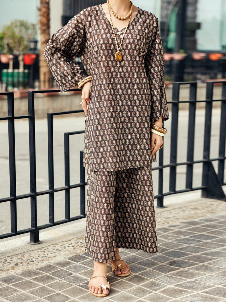 Lawn Brown Stitched Suit - Almirah