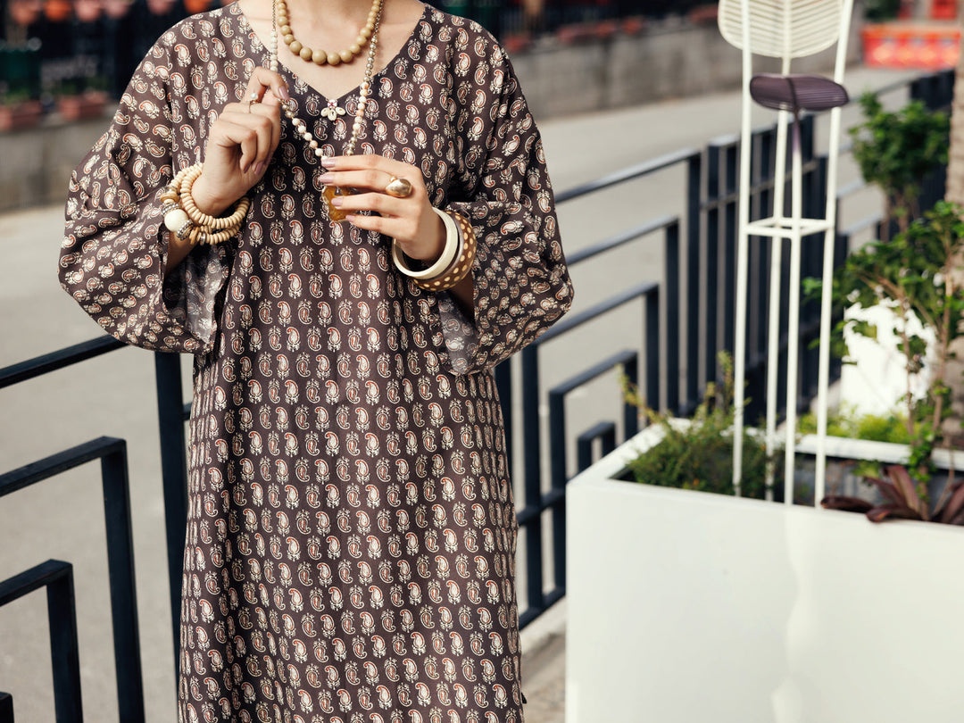 Lawn Brown Stitched Suit - Almirah