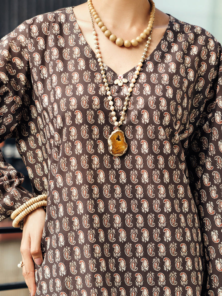 Lawn Brown Stitched Suit - Almirah