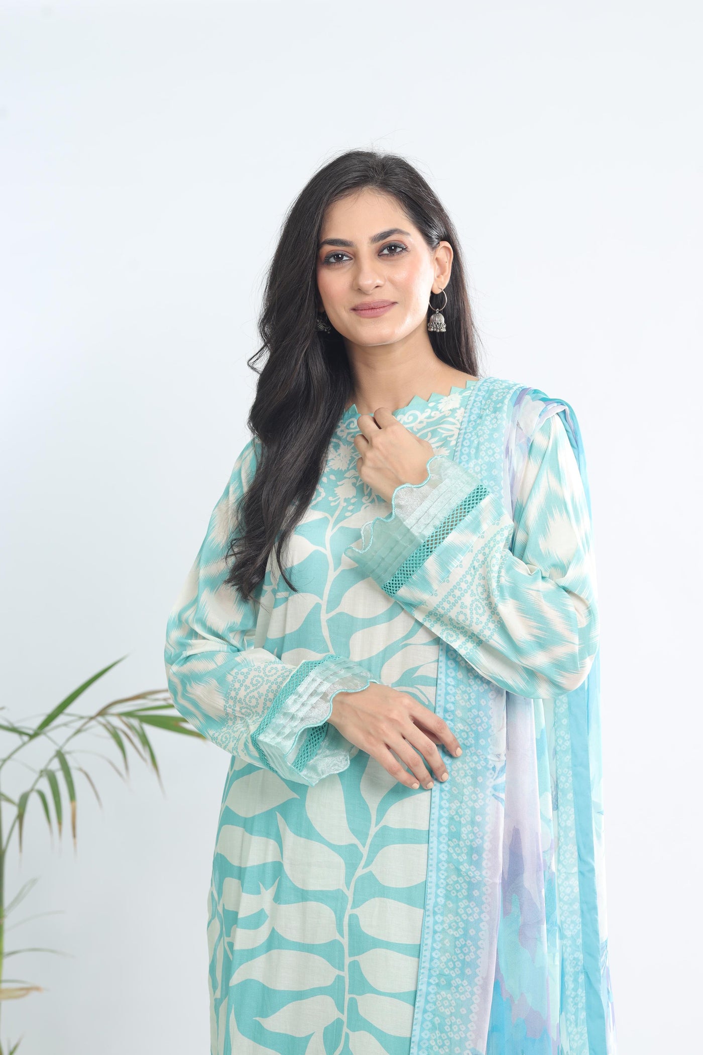 Lawn Green Stitched Signature Prints - Nureh