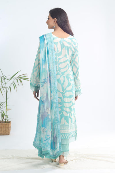 Lawn Green Stitched Signature Prints - Nureh