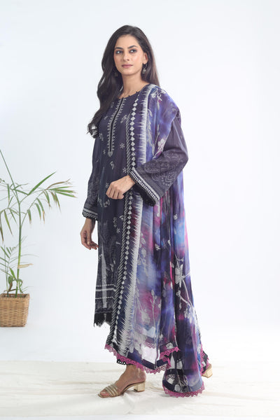 Lawn Black Stitched Signature Prints - Nureh