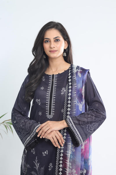 Lawn Black Stitched Signature Prints - Nureh