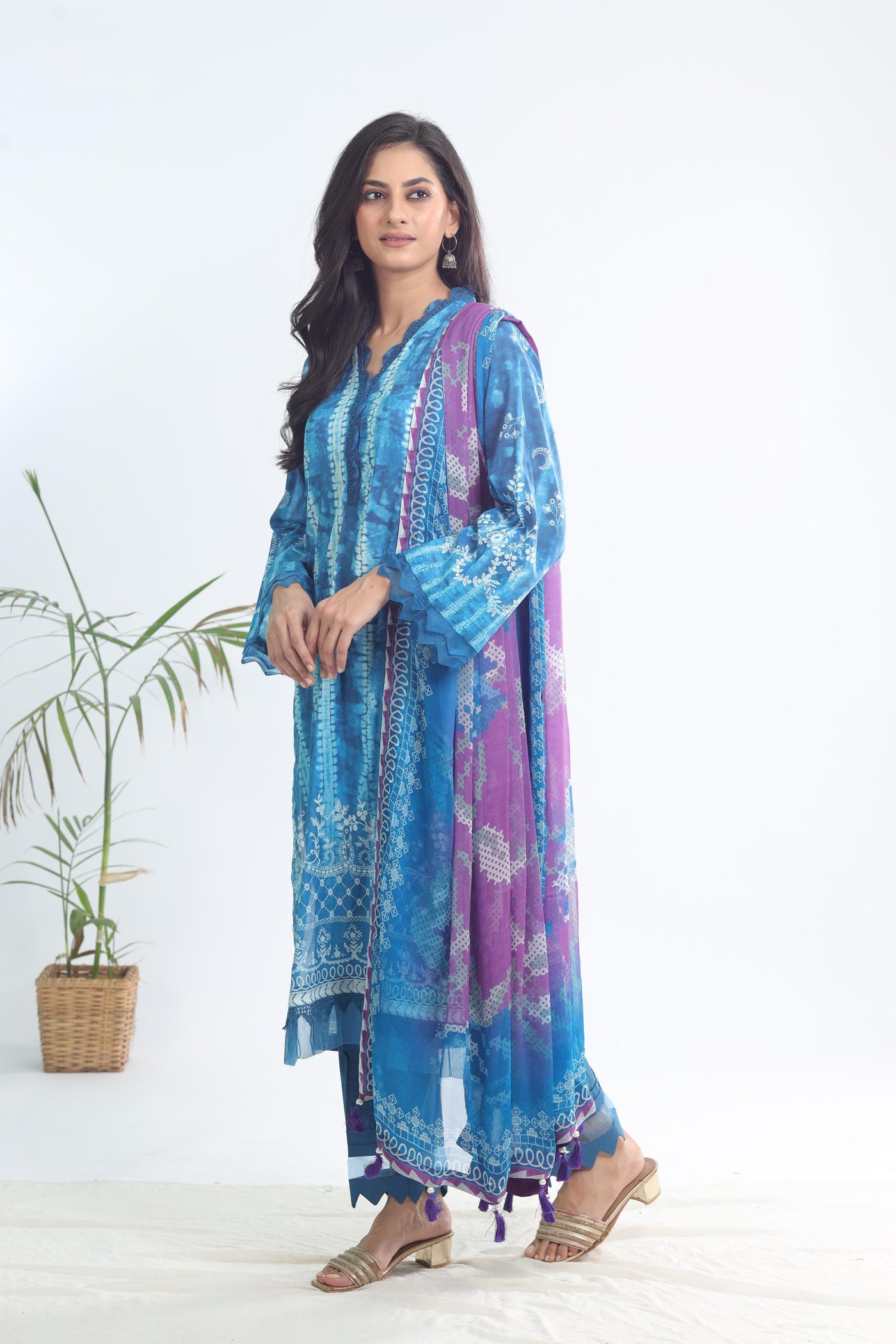 Lawn Light Blue Stitched Signature Prints - Nureh