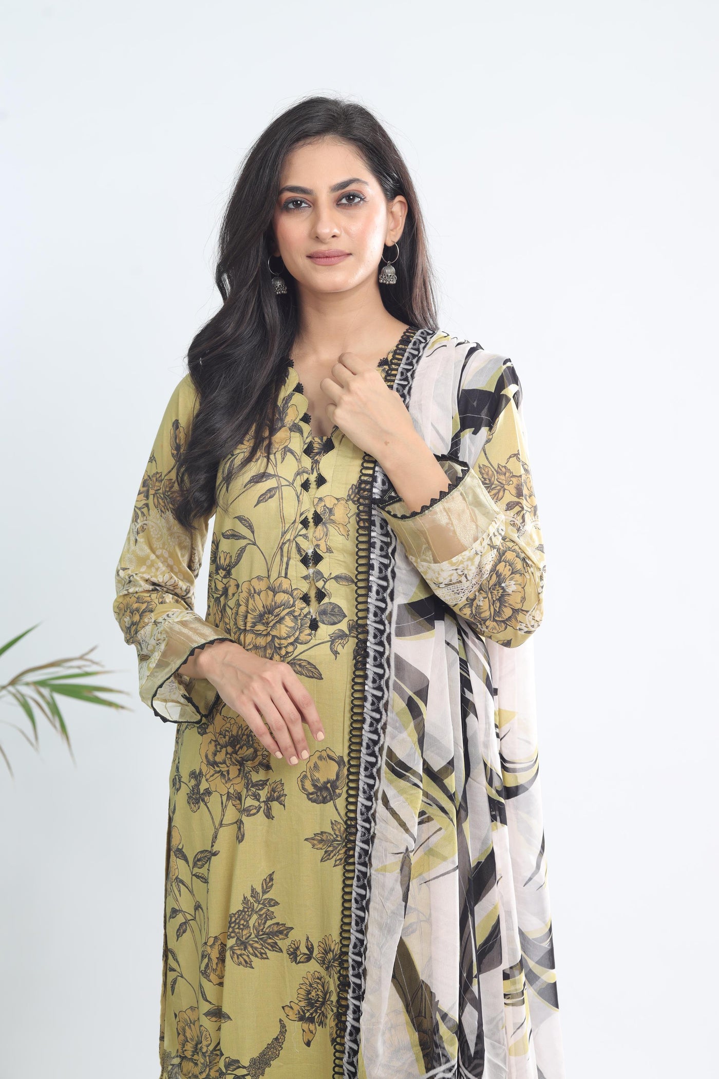 Lawn Beige Stitched Signature Prints - Nureh