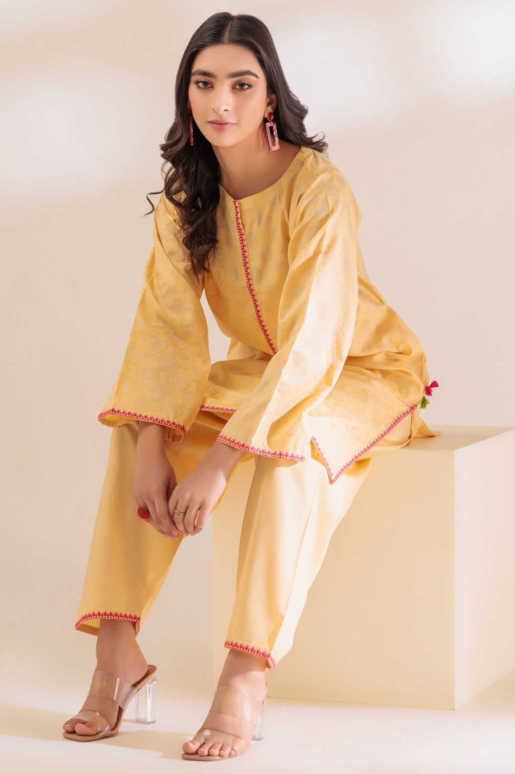 Lawn Cream 2 Piece Stitched Suit - Bonanza