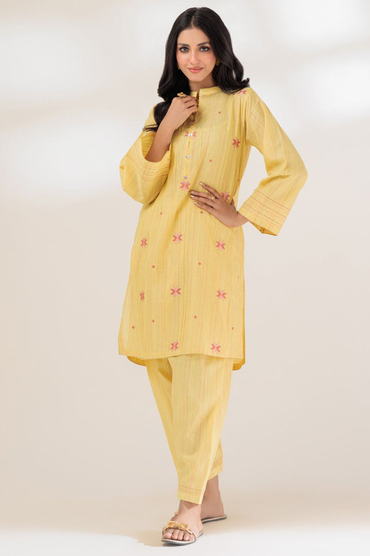 Lawn Yellow 2 Piece Stitched Suit - Bonanza