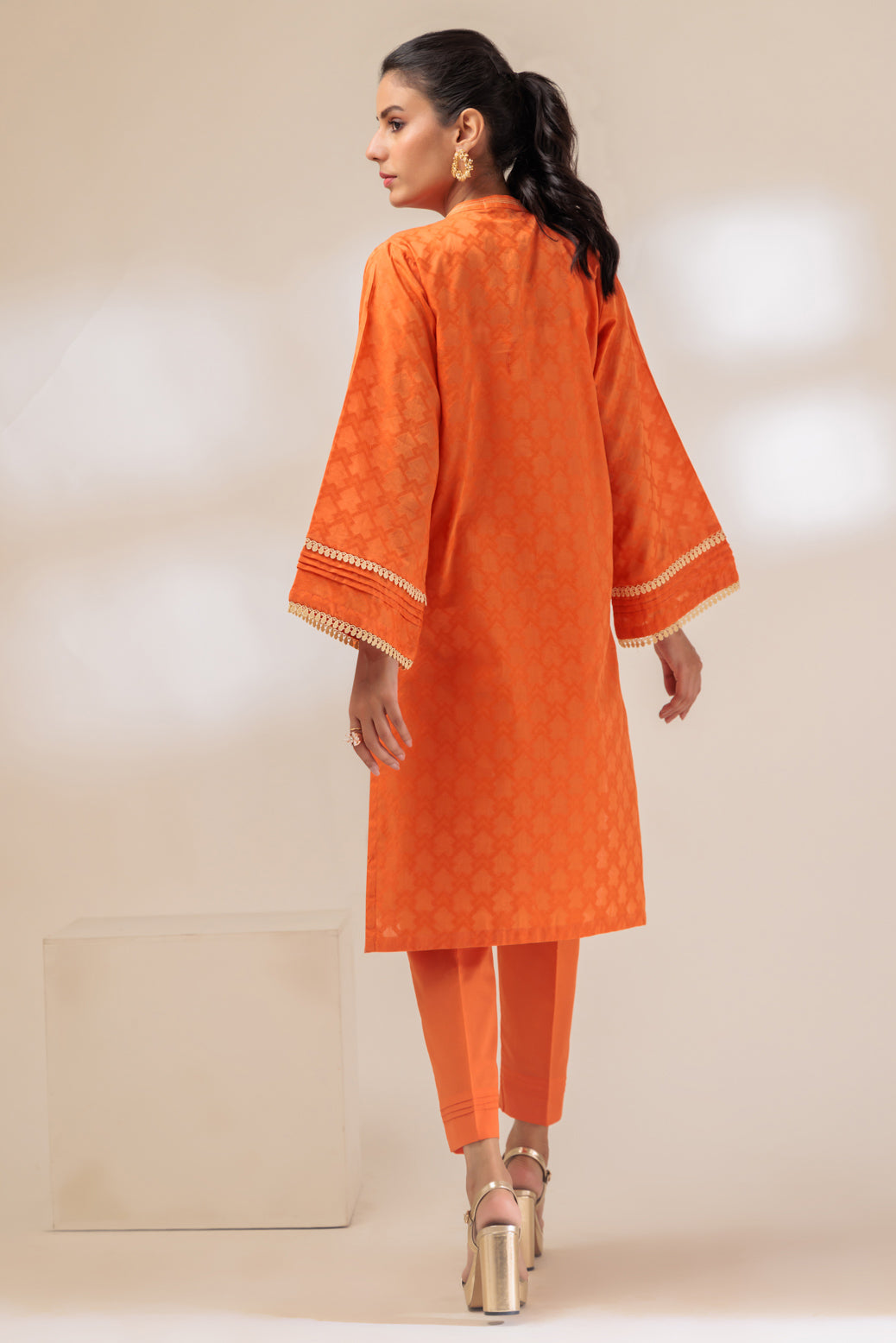Dyed Orange 2 Piece Stitched Suit - Bonanza