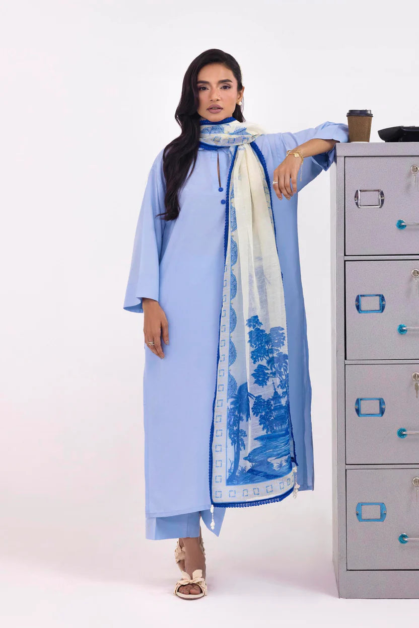 Linen Ferozi Stitched Suit - Sana Safinaz