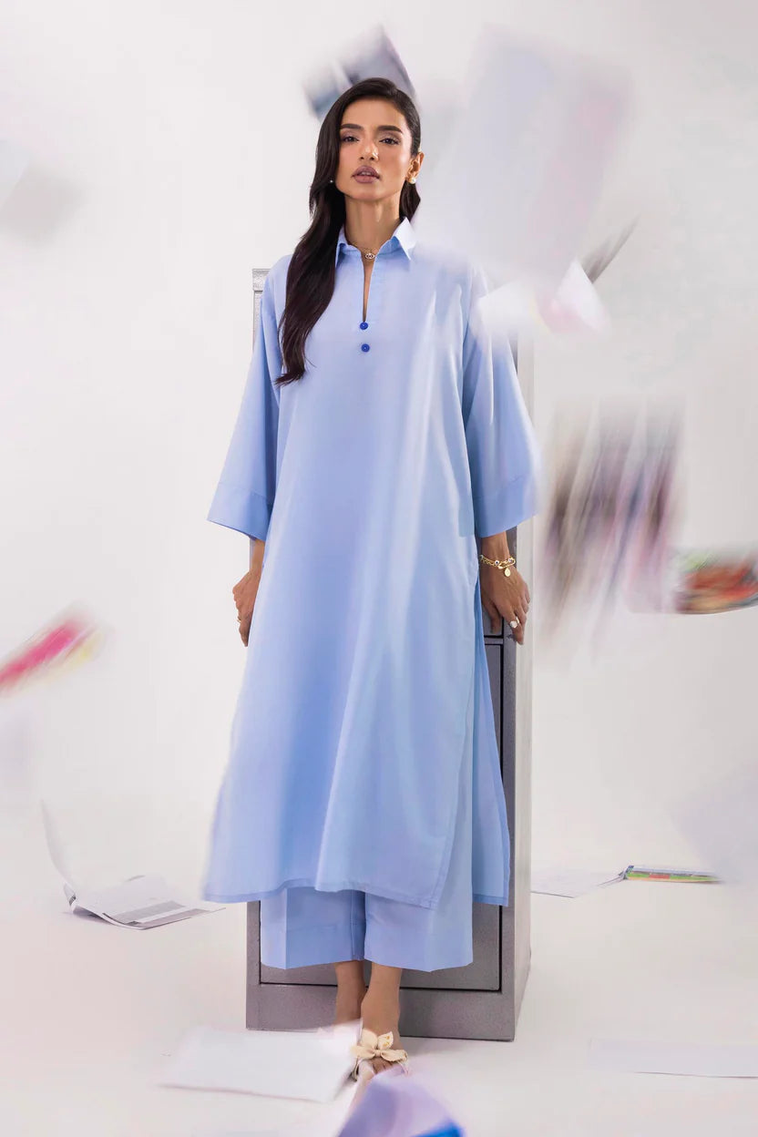 Linen Ferozi Stitched Suit - Sana Safinaz