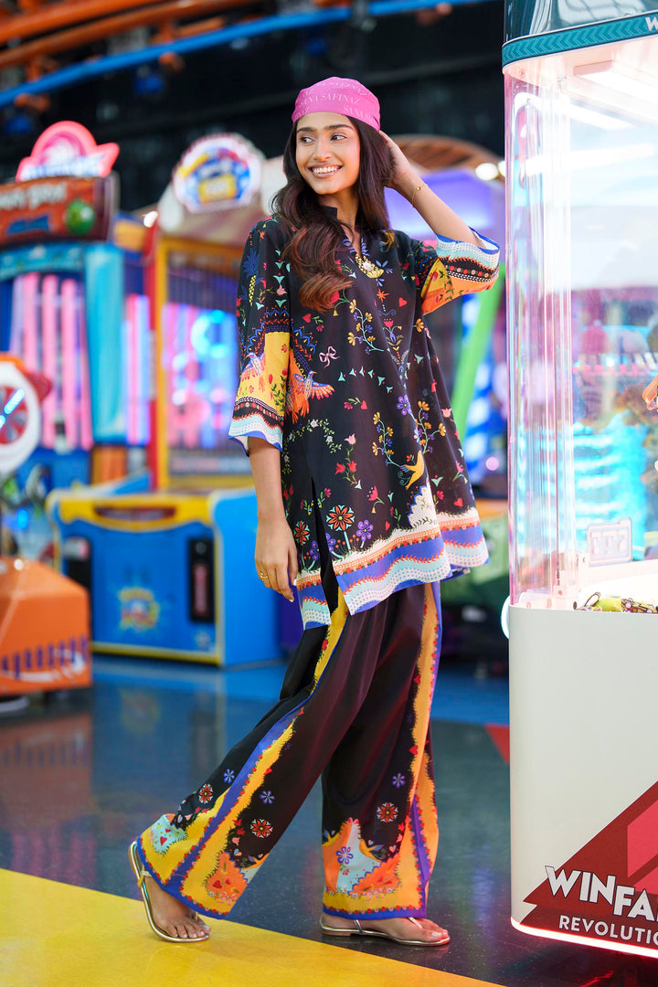 Lawn Black Stitched Suit - Sana Safinaz