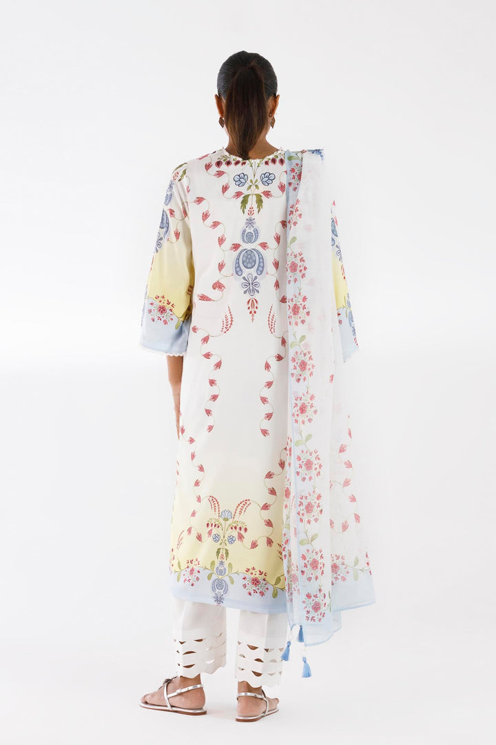Lawn Off White Stitched Suit - Sana Safinaz