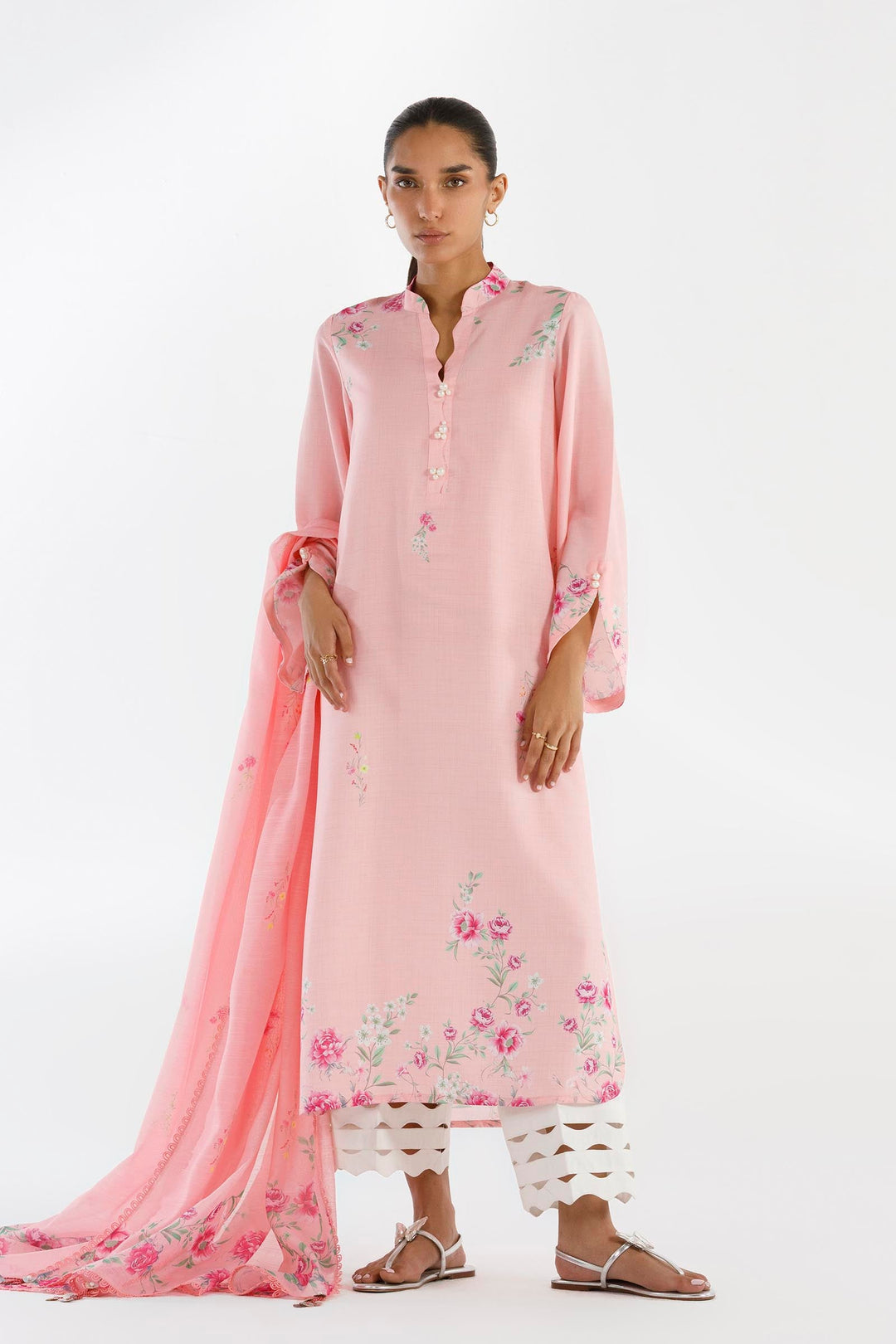 Blended Viscose Baby Pink Stitched Suit - Sana Safinaz