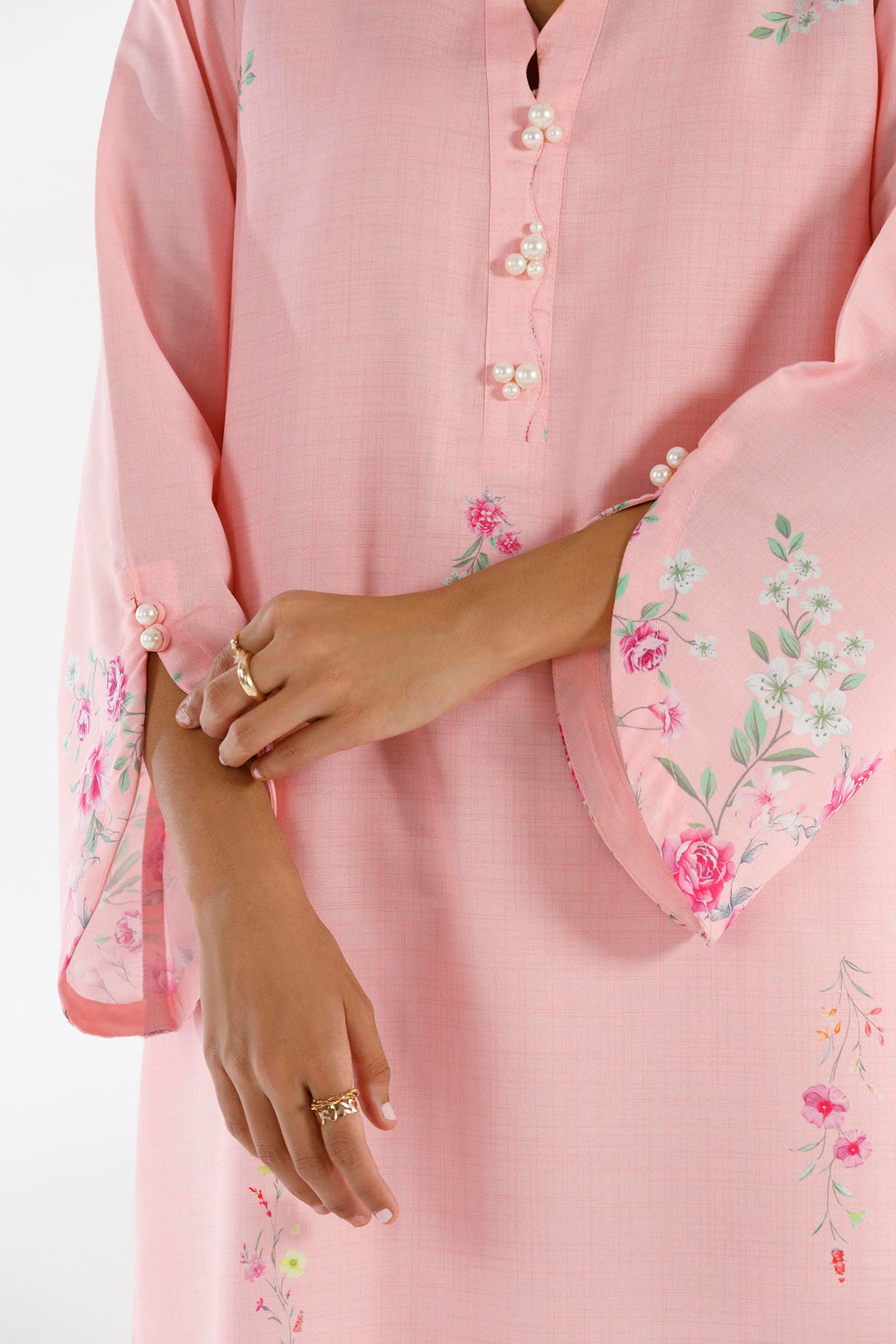 Blended Viscose Baby Pink Stitched Suit - Sana Safinaz