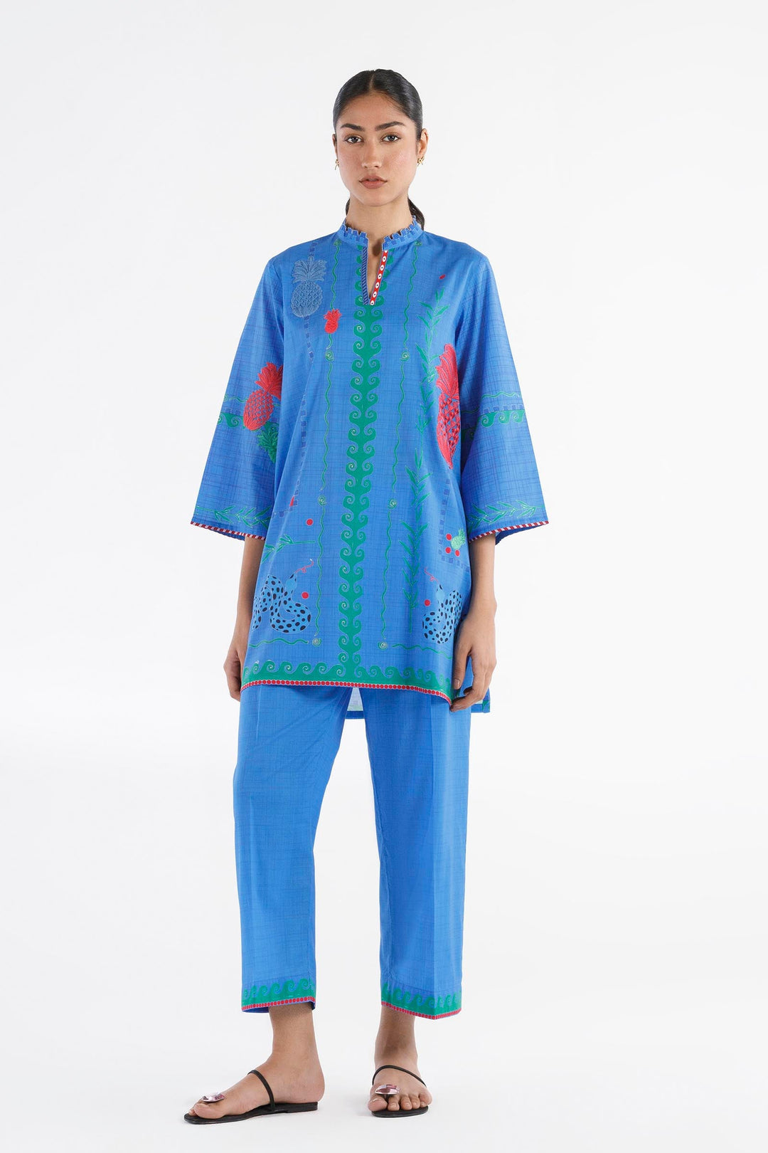 Lawn Blue Stitched Suit - Sana Safinaz
