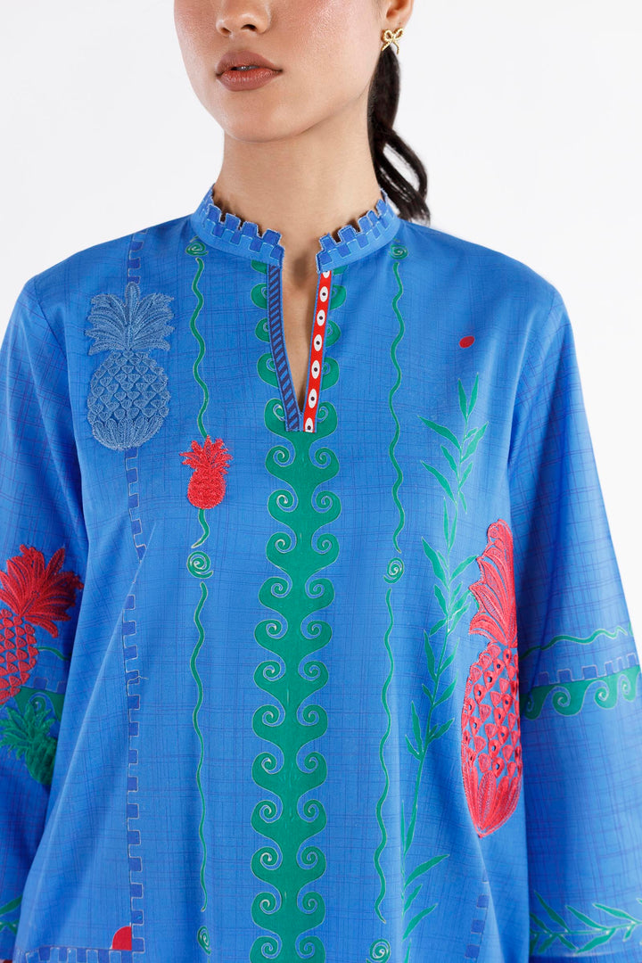 Lawn Blue Stitched Suit - Sana Safinaz