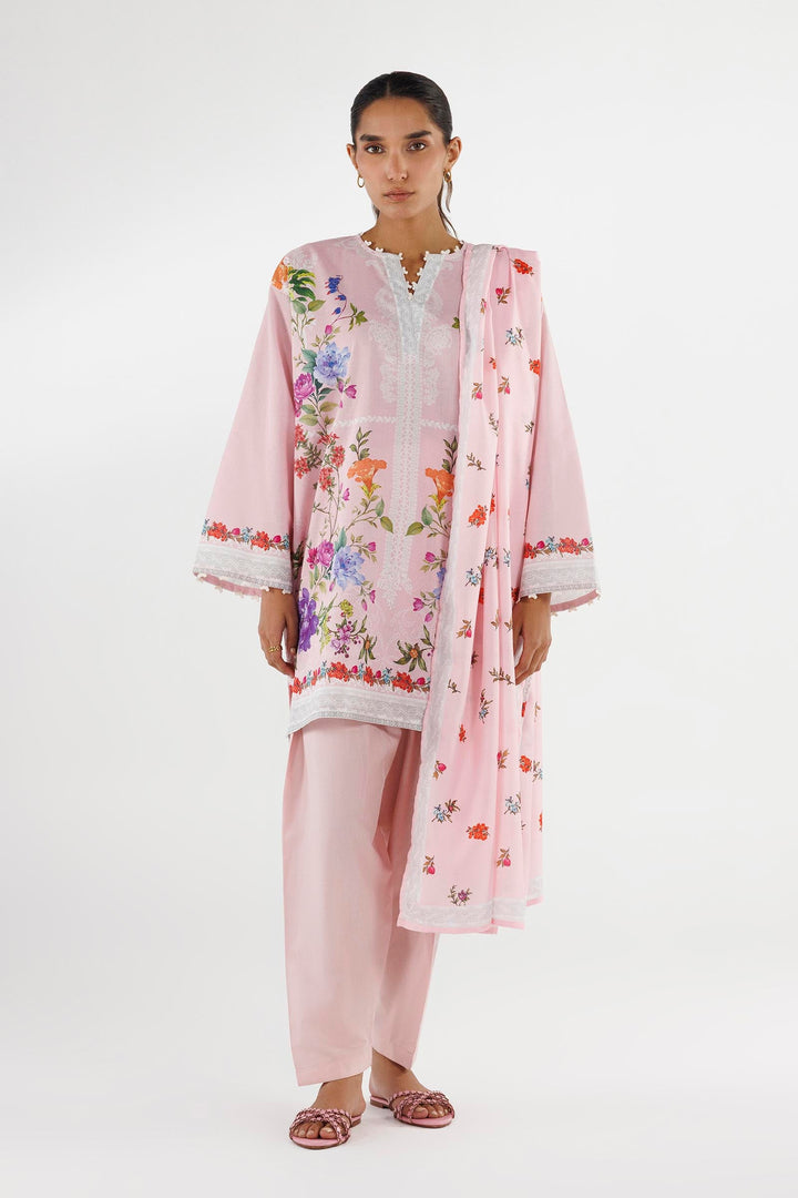 Lawn Tea Pink Stitched Suit - Sana Safinaz