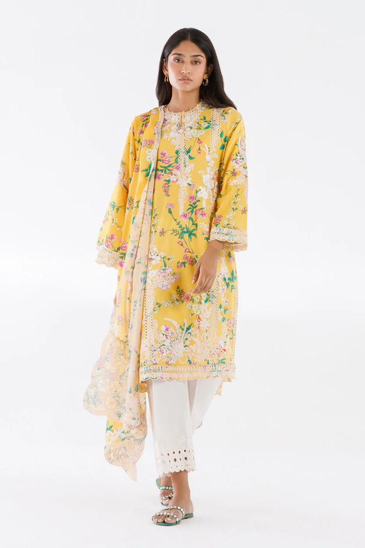 Lawn Yellow Stitched Suit - Sana Safinaz