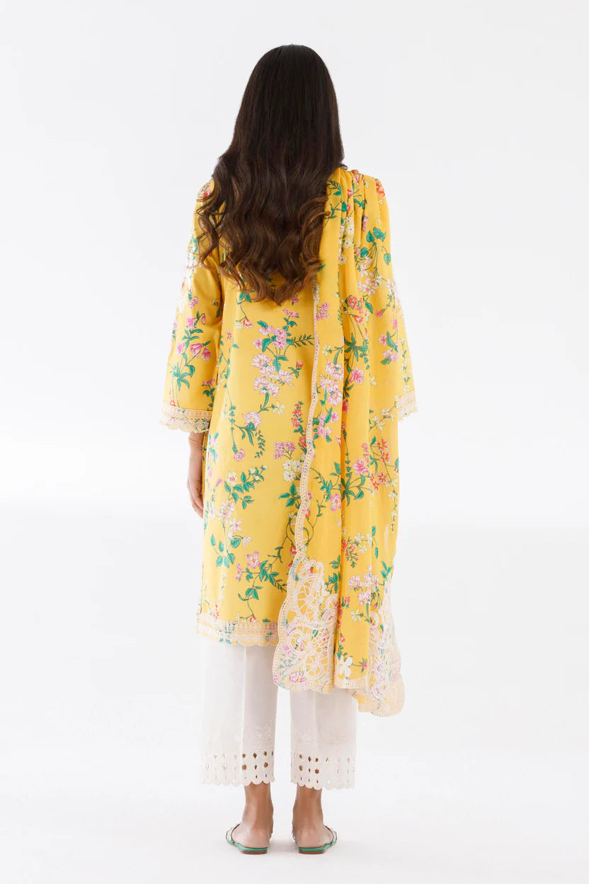 Lawn Yellow Stitched Suit - Sana Safinaz