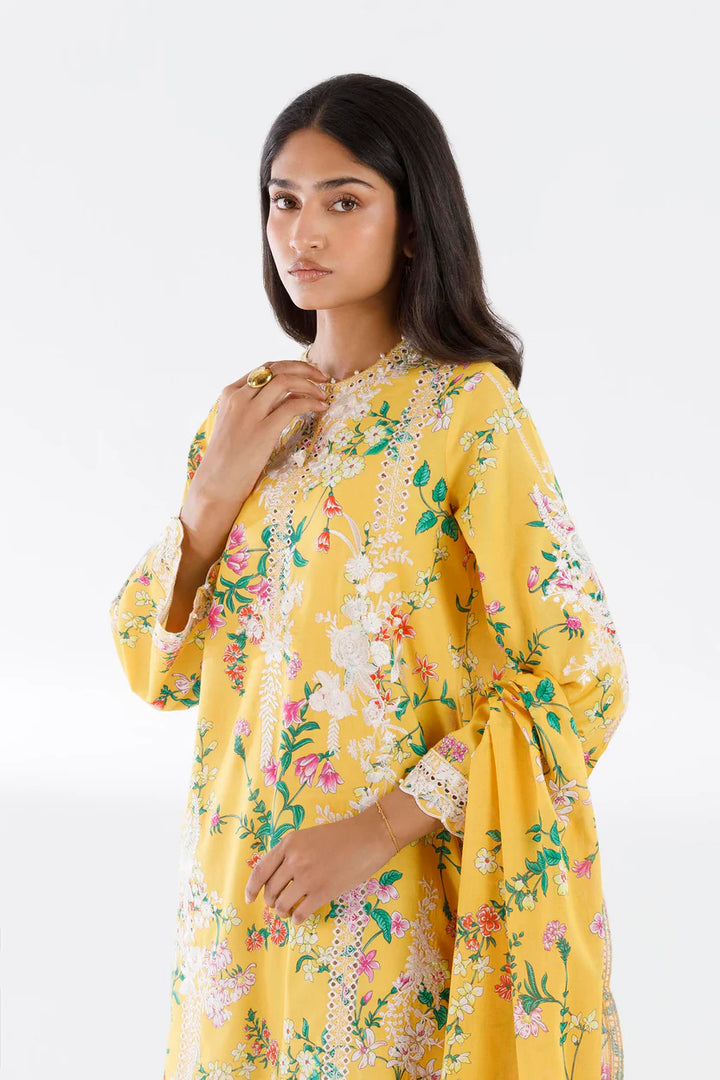 Lawn Yellow Stitched Suit - Sana Safinaz