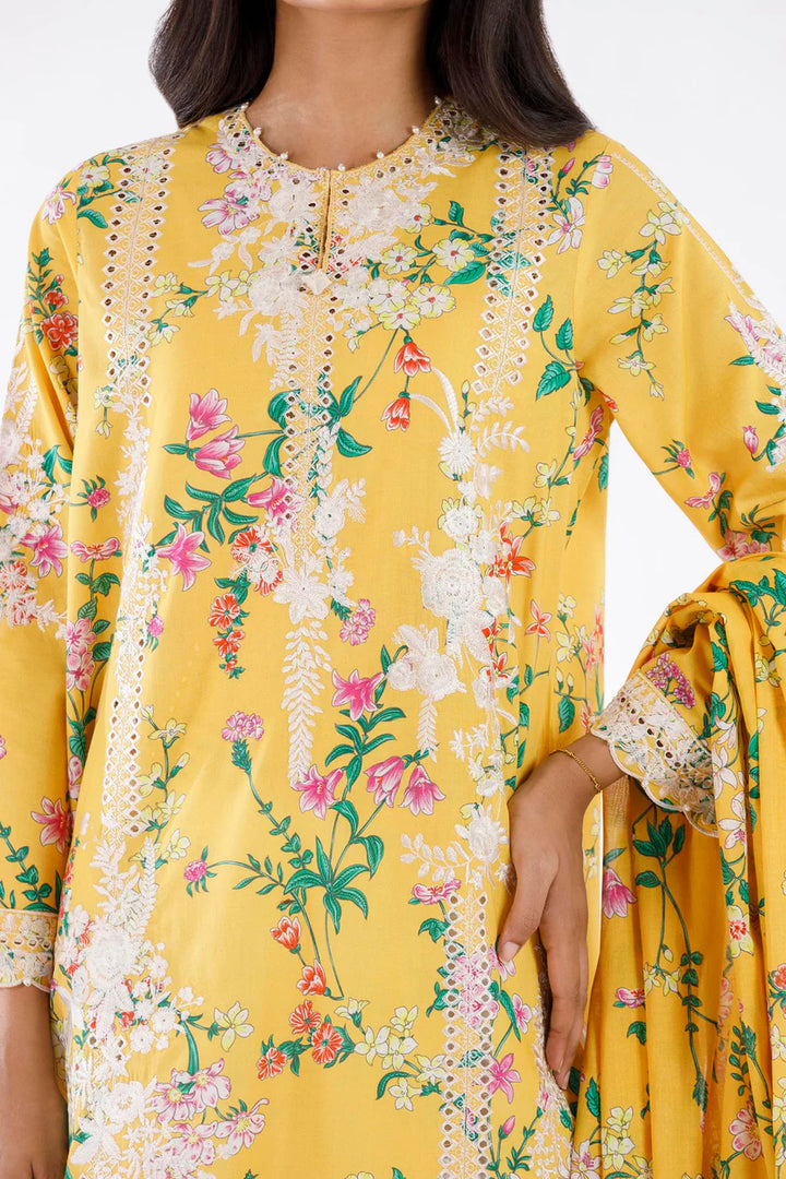 Lawn Yellow Stitched Suit - Sana Safinaz