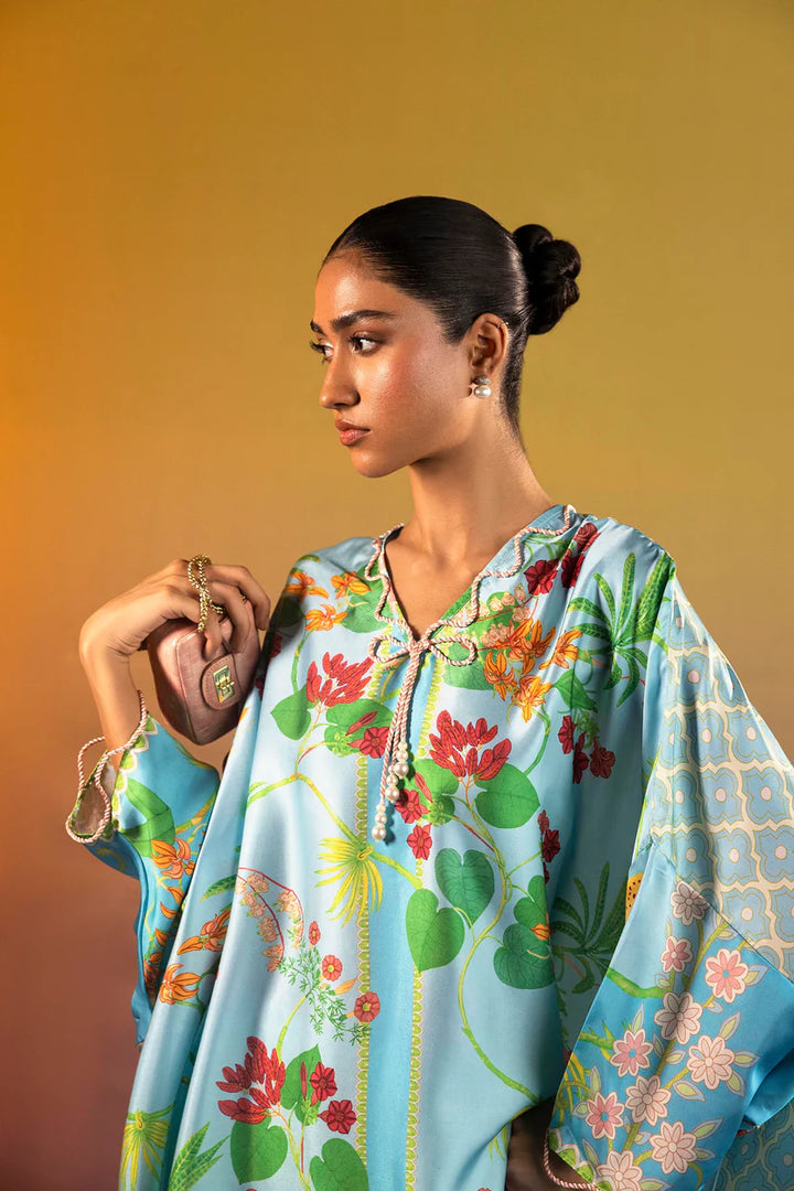 Satin Sky Blue Stitched Suit - Sana Safinaz