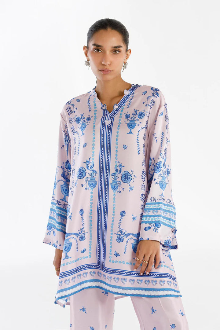 Satin Light Pink Stitched Suit - Sana Safinaz