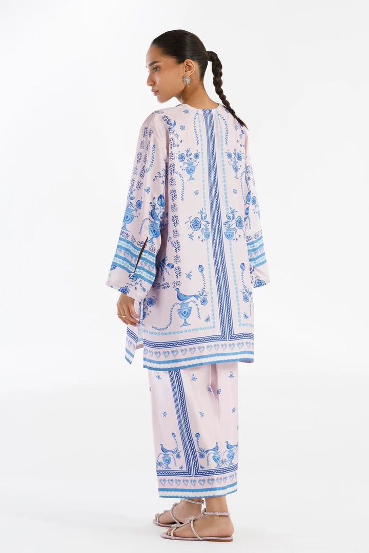 Satin Light Pink Stitched Suit - Sana Safinaz