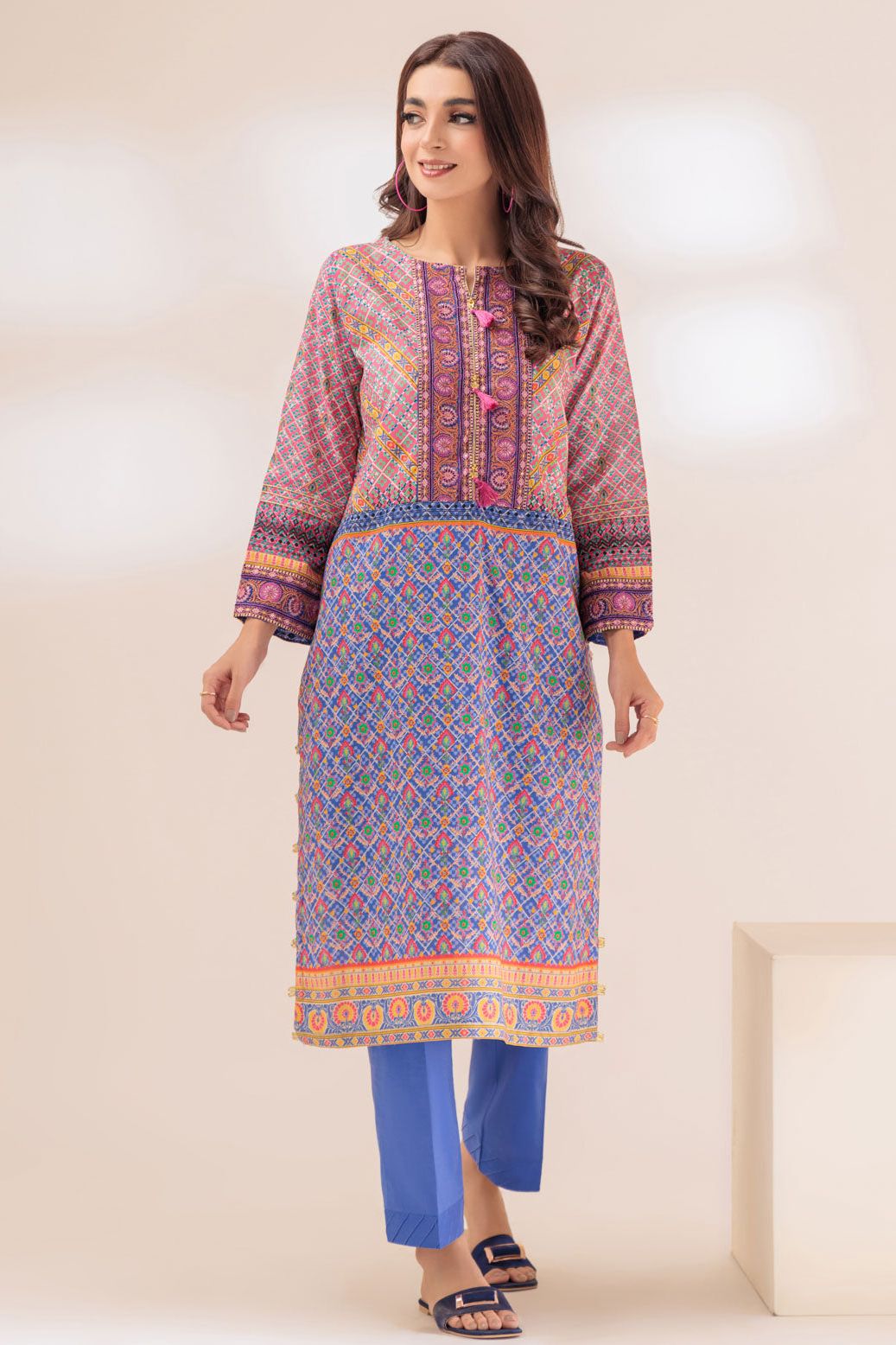 Lawn Blue 2 Piece Stitched Suit - Bonanza