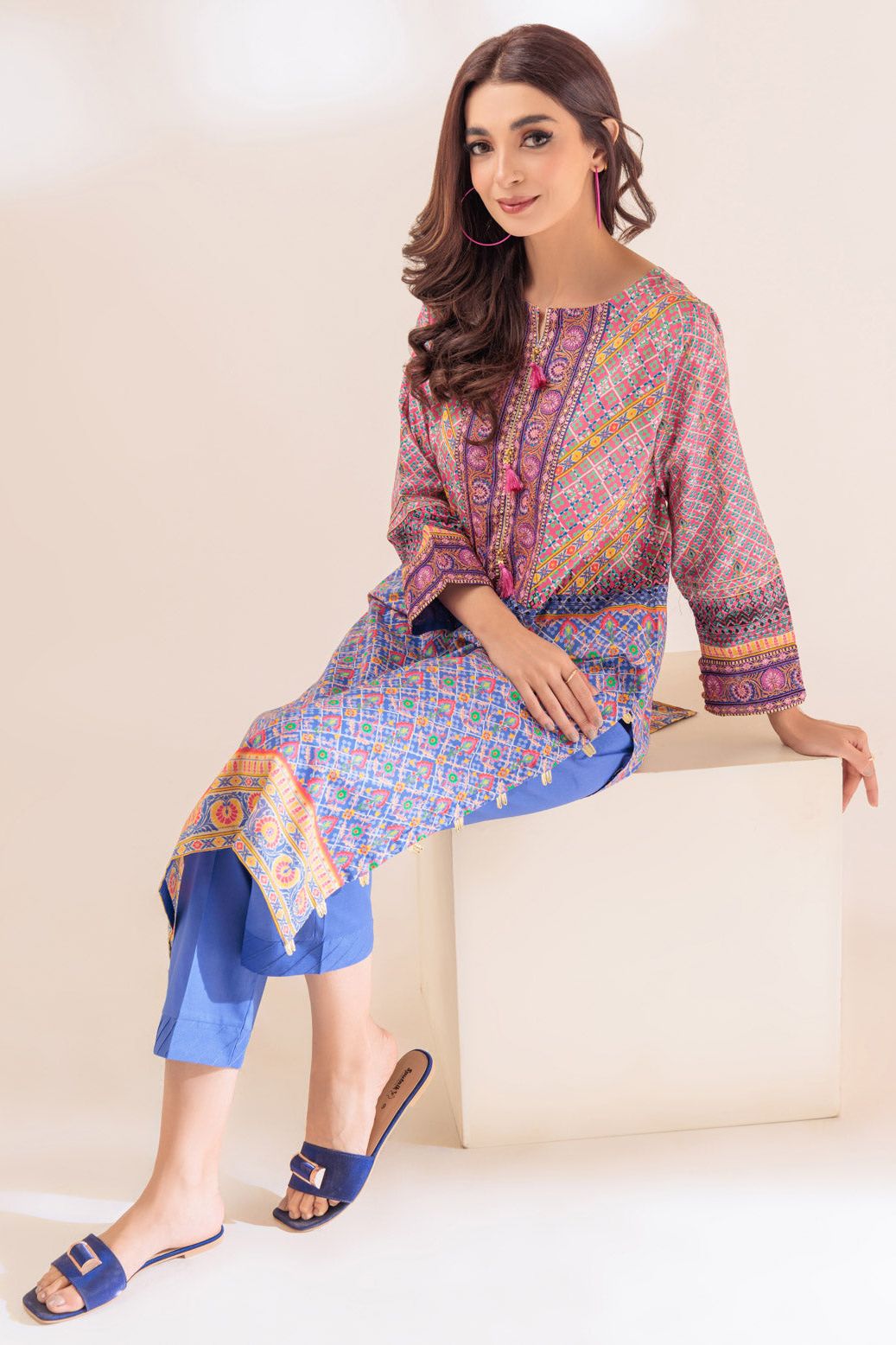 Lawn Blue 2 Piece Stitched Suit - Bonanza