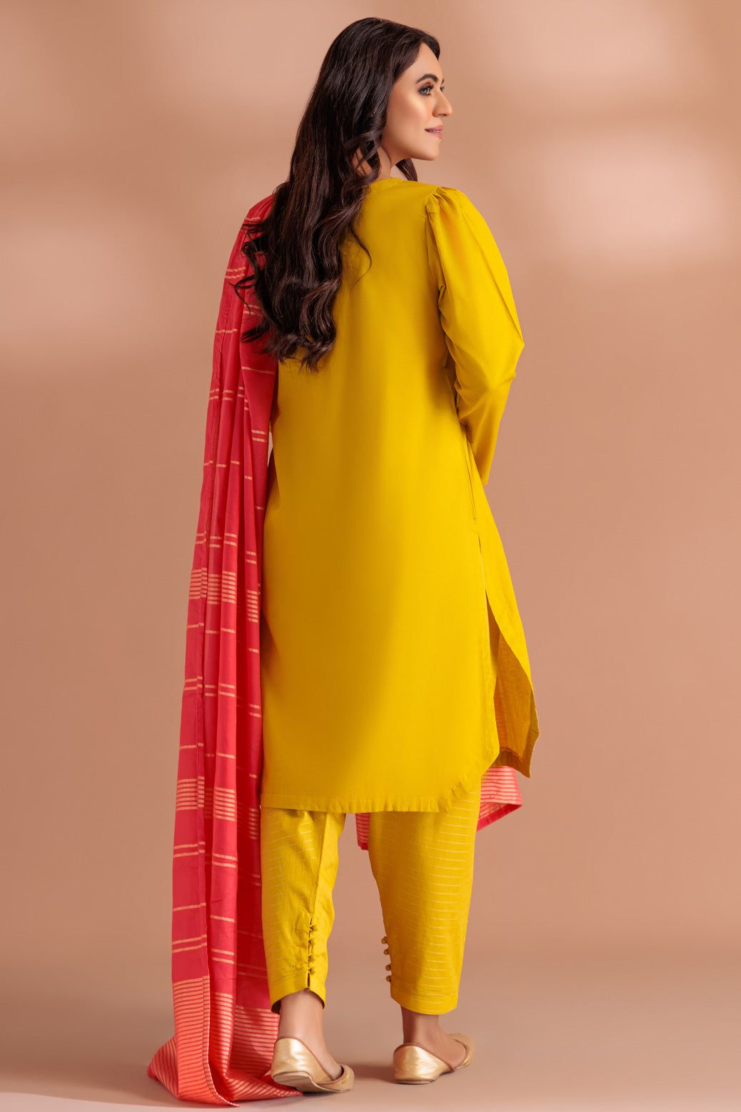 Cambric Yellow 3 Piece Stitched Suit - Bonanza