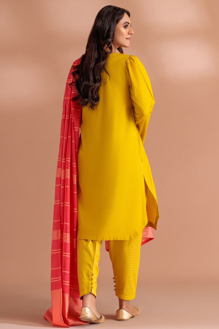 Cambric Yellow 3 Piece Stitched Suit - Bonanza