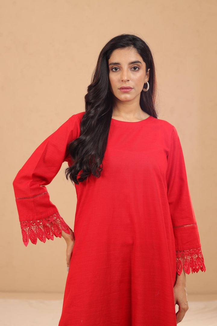 Khaddar Red 2 Piece Suit - Stonez
