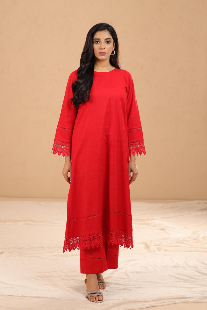 Khaddar Red 2 Piece Suit - Stonez