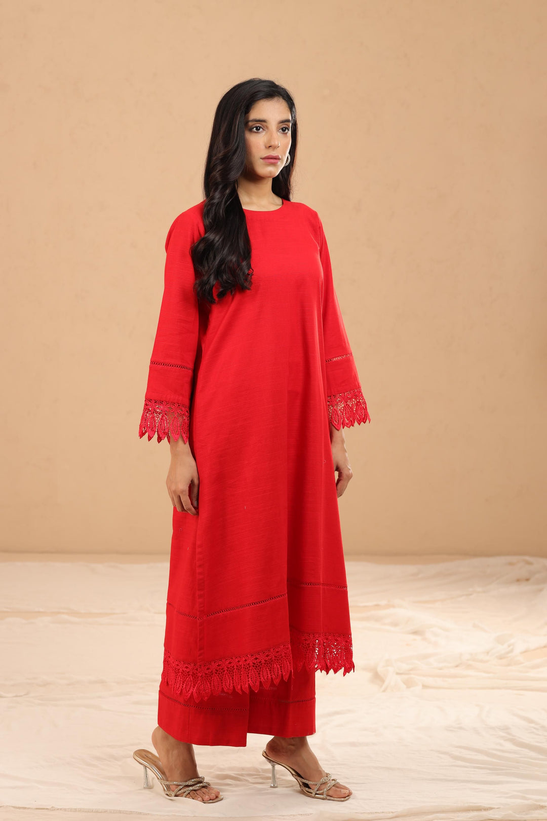 Khaddar Red 2 Piece Suit - Stonez