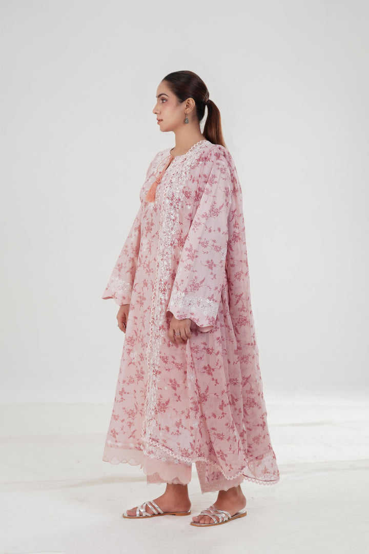 Subtle Rose - Cross Stitch Embroidered Lawn Stitched