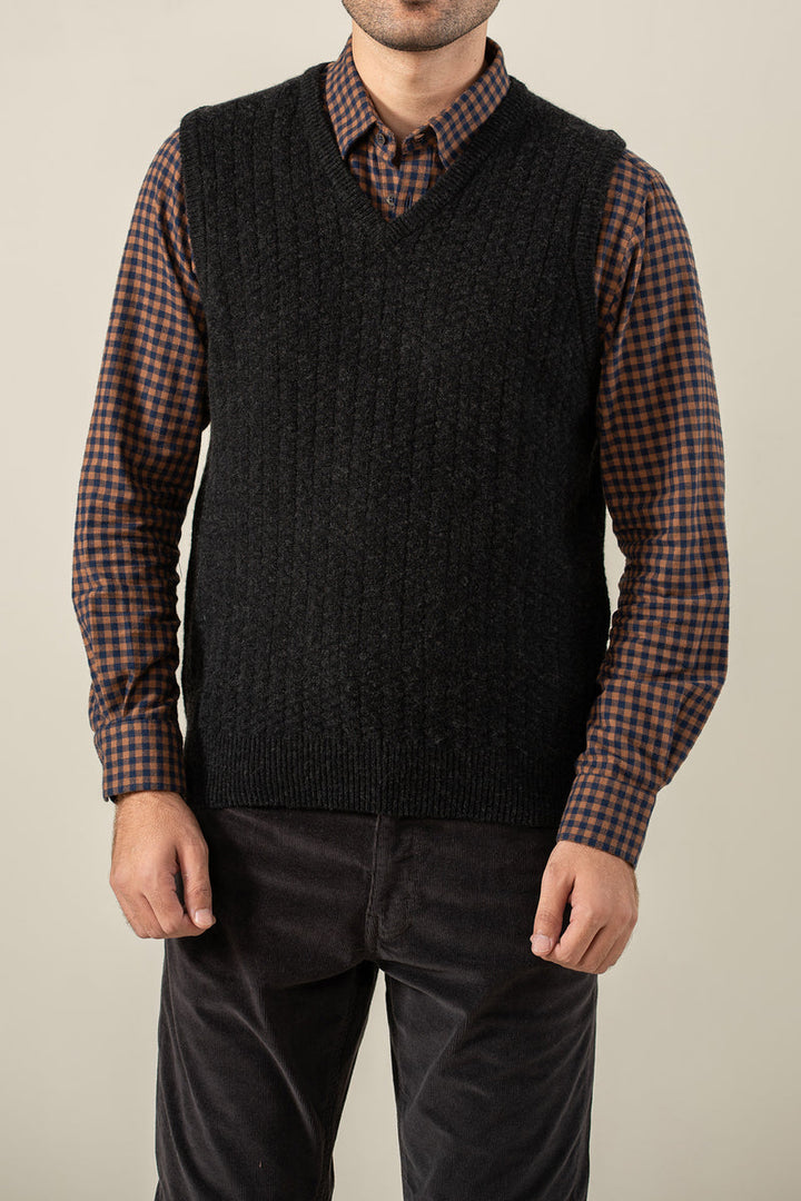 Lambs Wool Charcoal Designer Sweater - Cambridge
