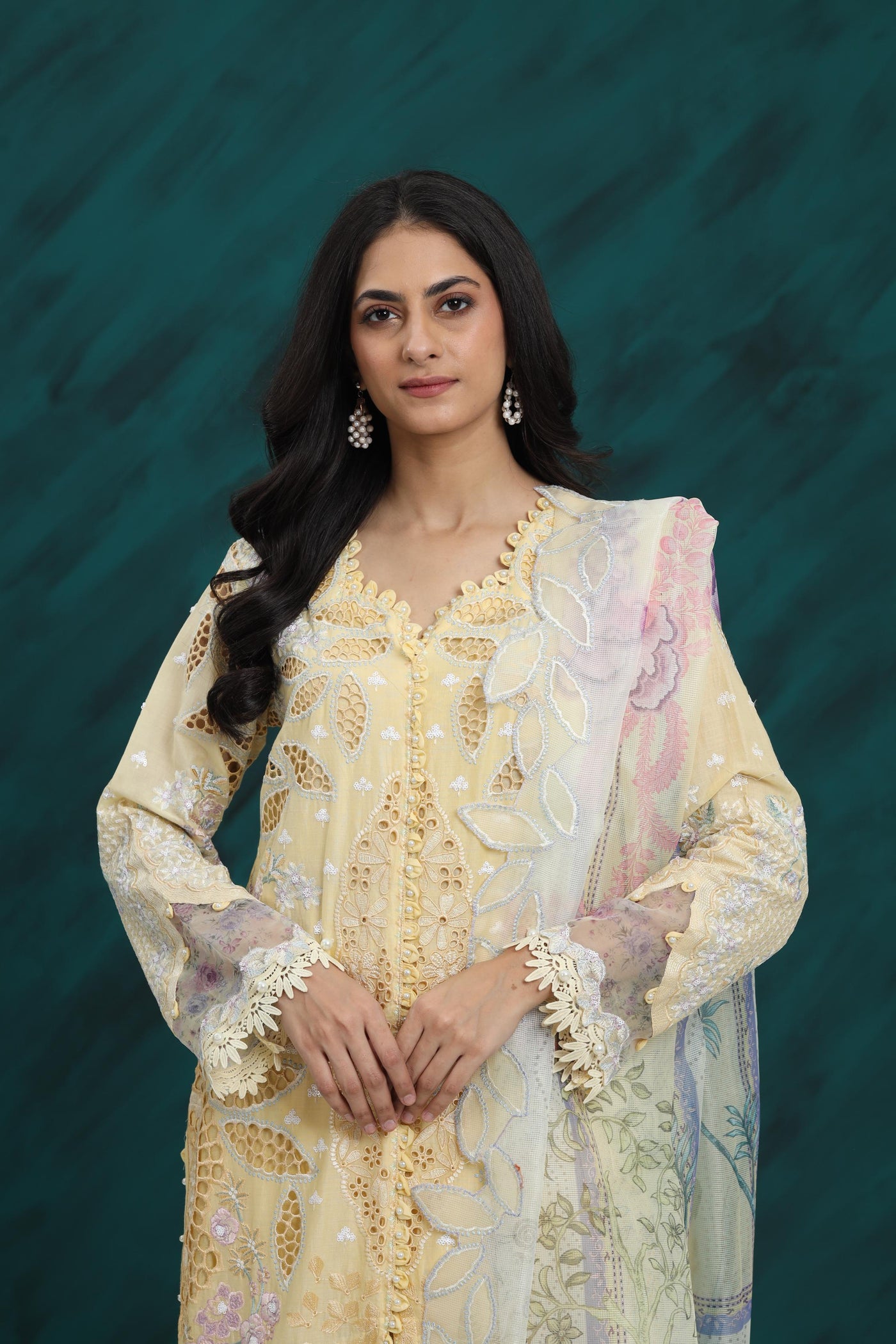 Sweet Saffron - Afrozeh Garden Embroidered Stitched