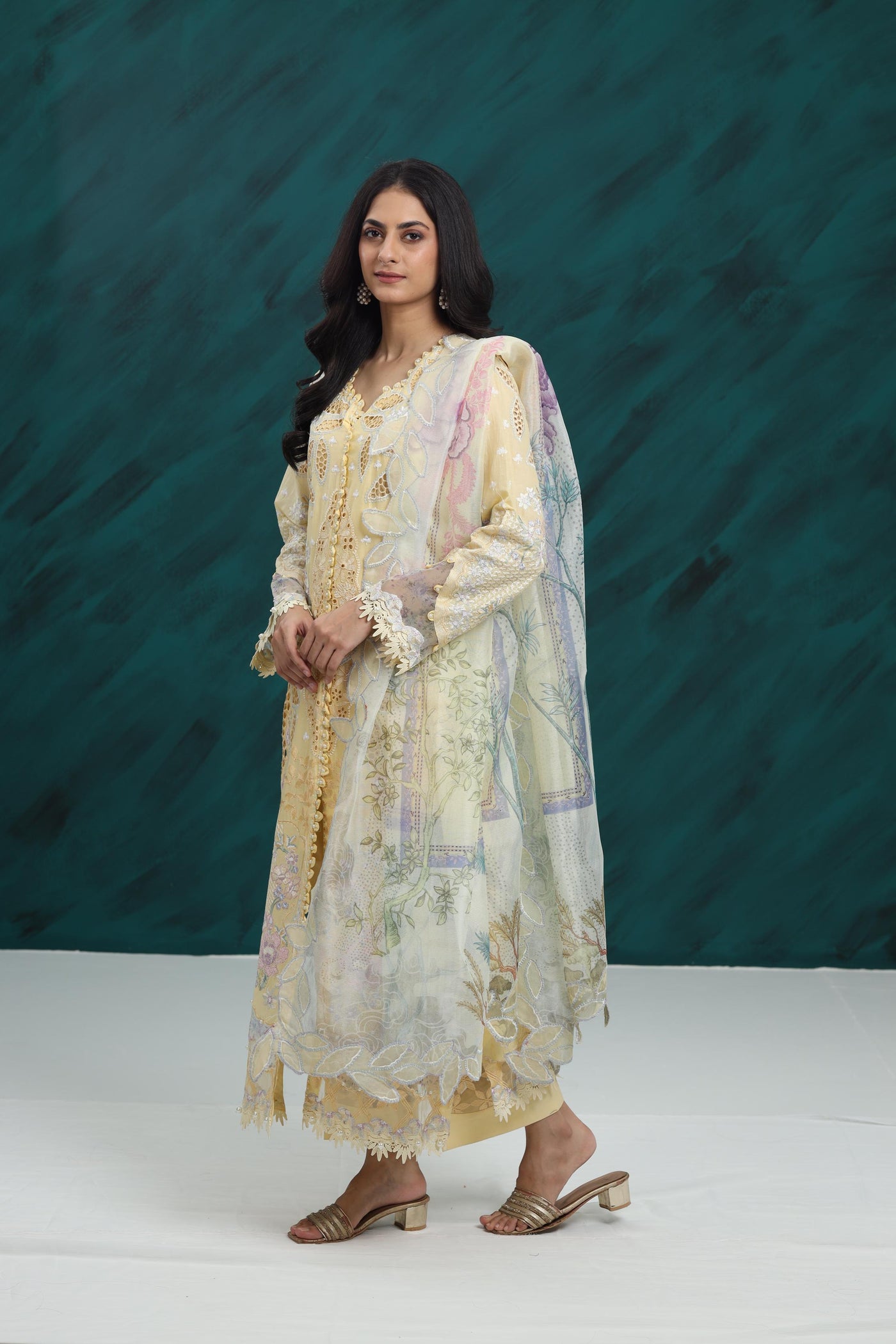 Sweet Saffron - Afrozeh Garden Embroidered Stitched