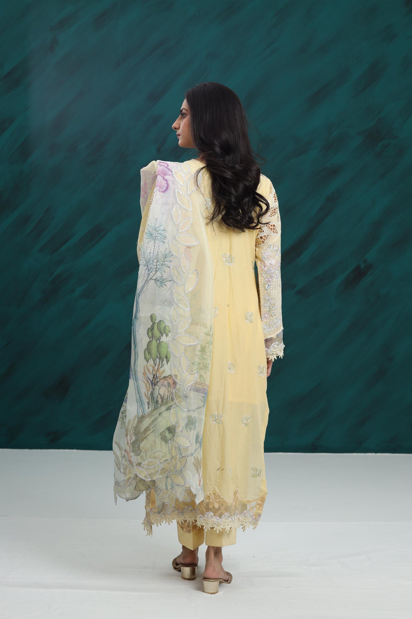 Sweet Saffron - Afrozeh Garden Embroidered Stitched